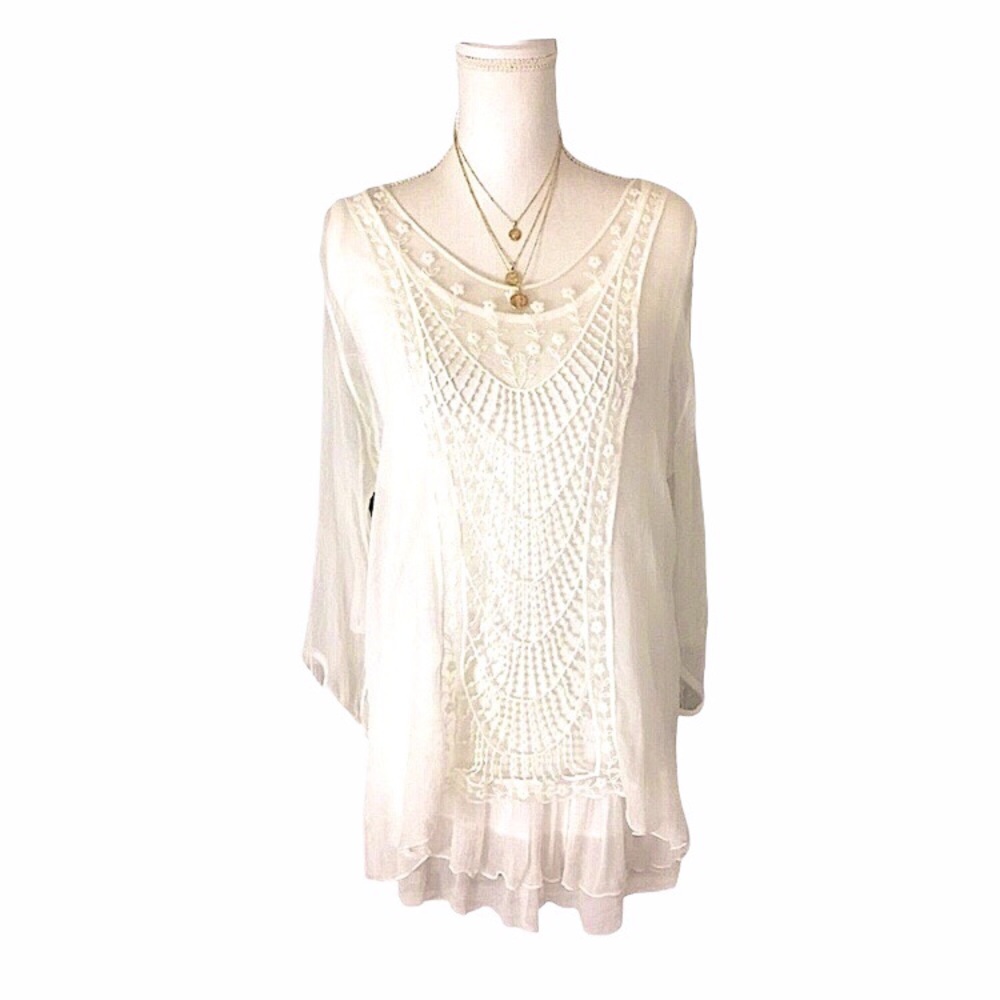 Bellambra Made in Italy Ivory Silk Layer Blouse